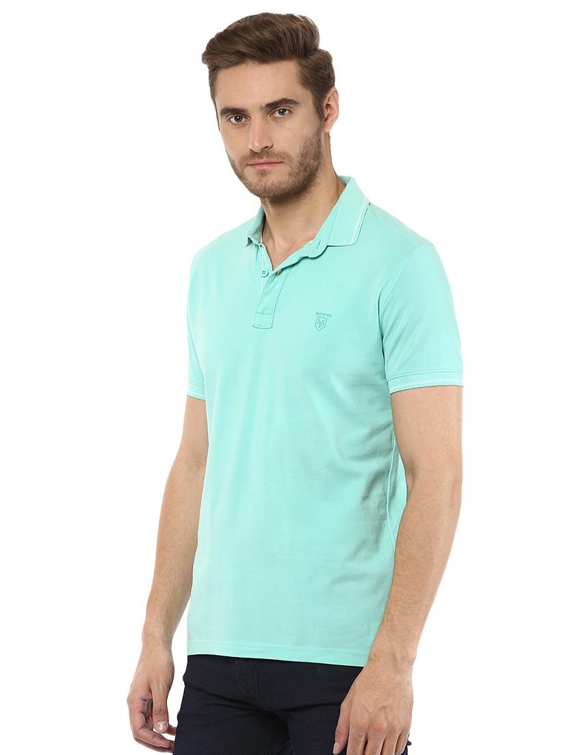 blue solid polo t-shirt - 15772620 - Standard Image - 1