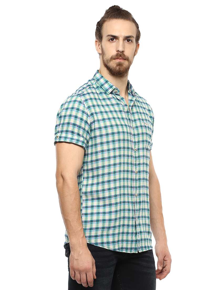 green checkered casual shirt - 15772628 - Standard Image - 1