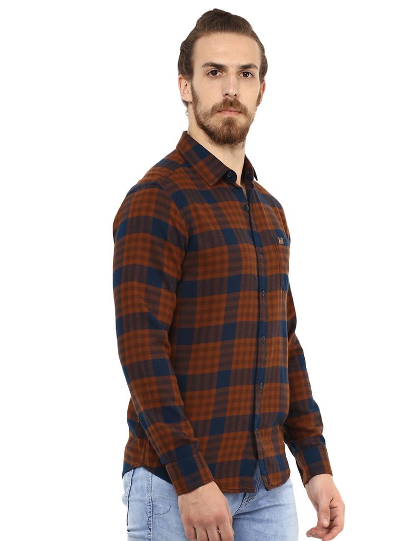brown checkered casual shirt - 15772659 - Standard Image - 1