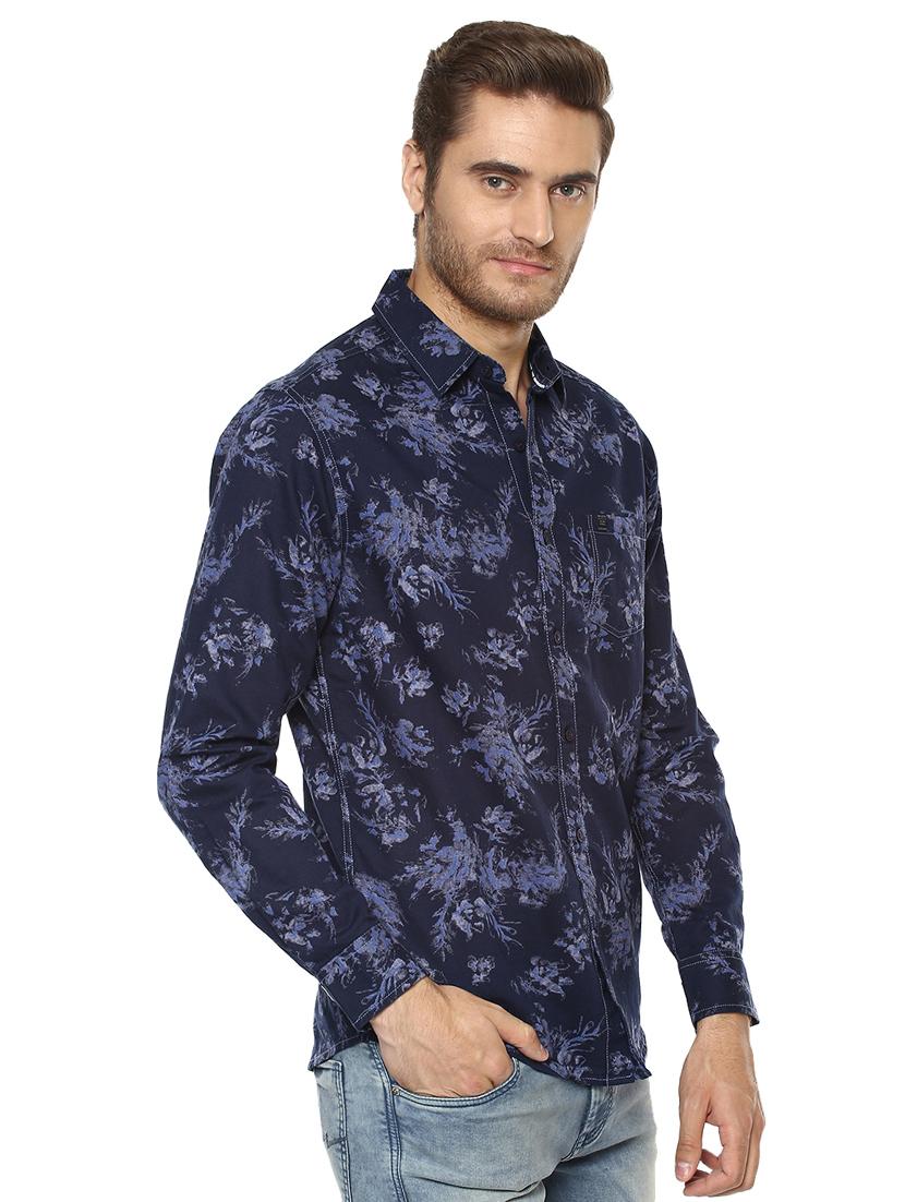 blue printed casual shirt - 15772759 - Standard Image - 1