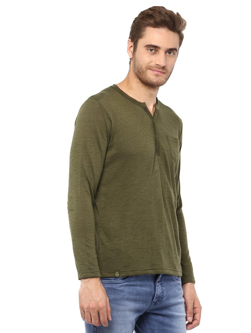 green pocket henley neck t-shirt - 15772763 - Standard Image - 1
