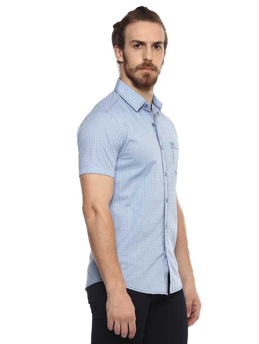 blue printed casual shirt - 15772782 - Standard Image - 1