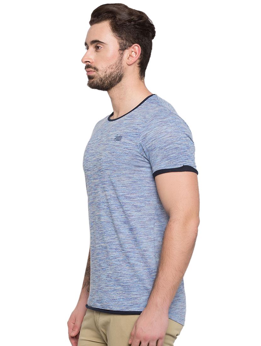 blue round neck short sleeves t-shirt - 15772825 -  Standard Image - 1