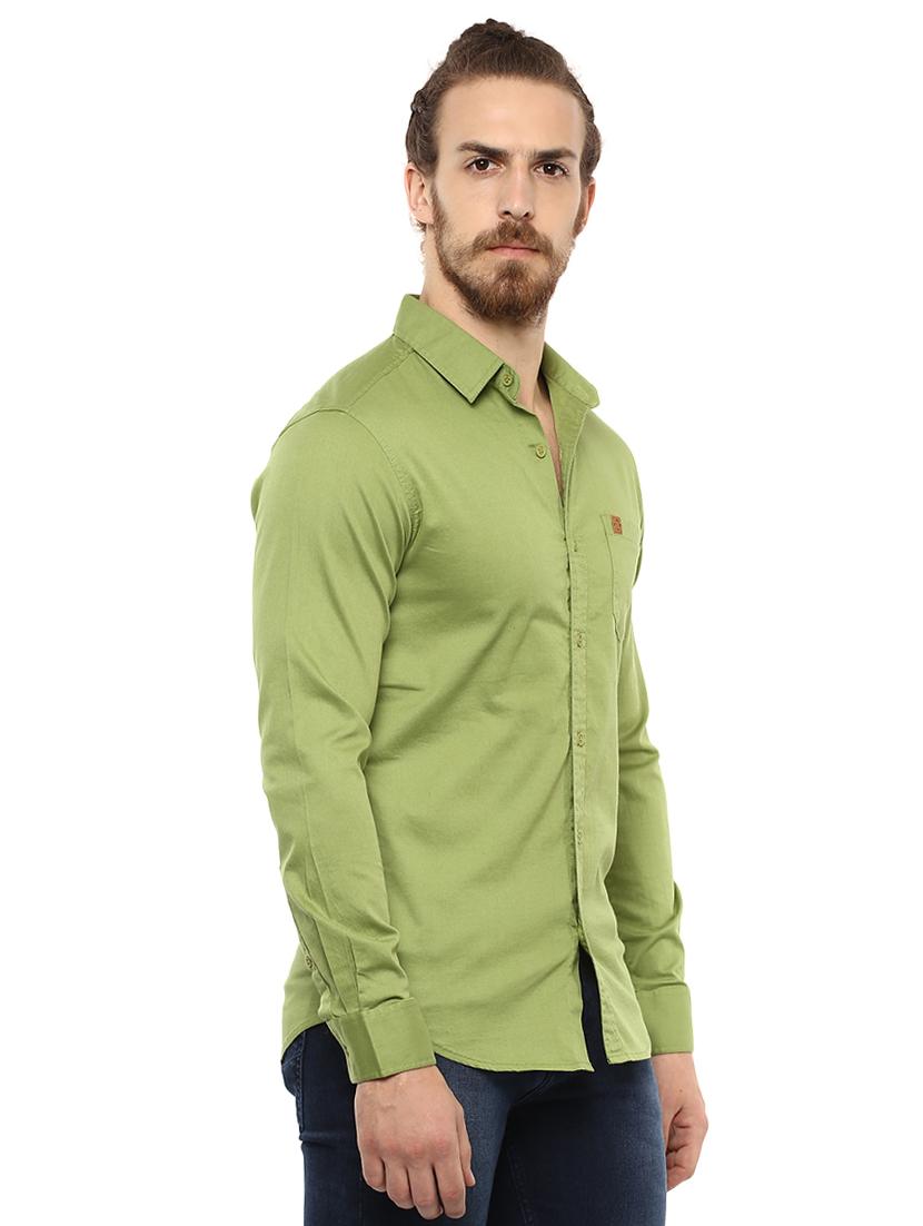 green solid casual shirt - 15772845 - Standard Image - 1