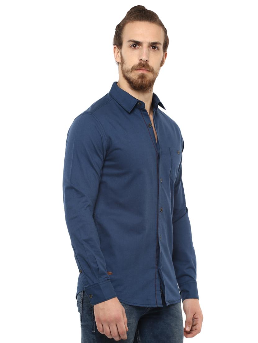 blue solid casual shirt - 15772868 -  Standard Image - 1