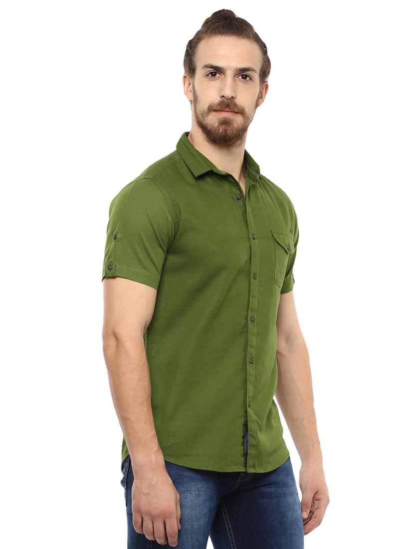 green solid casual shirt - 15772873 - Standard Image - 1