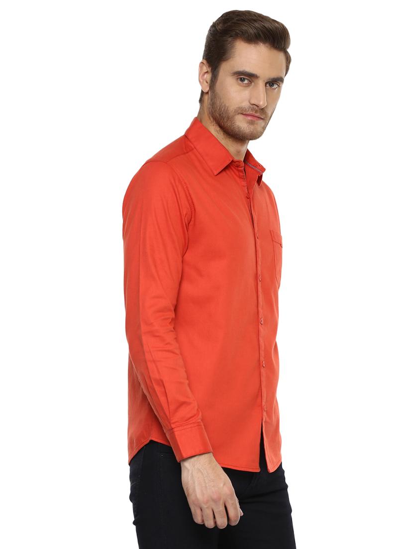 orange solid casual shirt - 15772890 -  Standard Image - 1