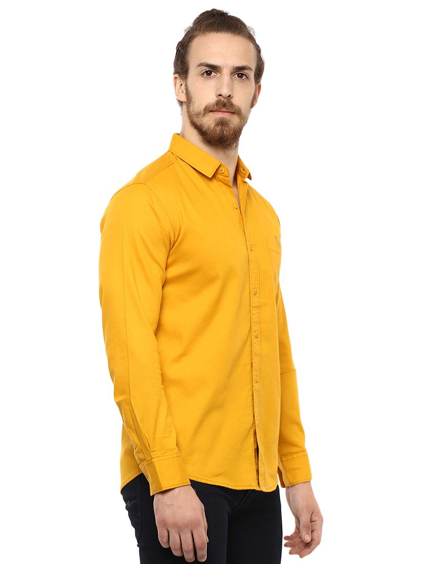 yellow solid casual shirt - 15772893 - Standard Image - 1