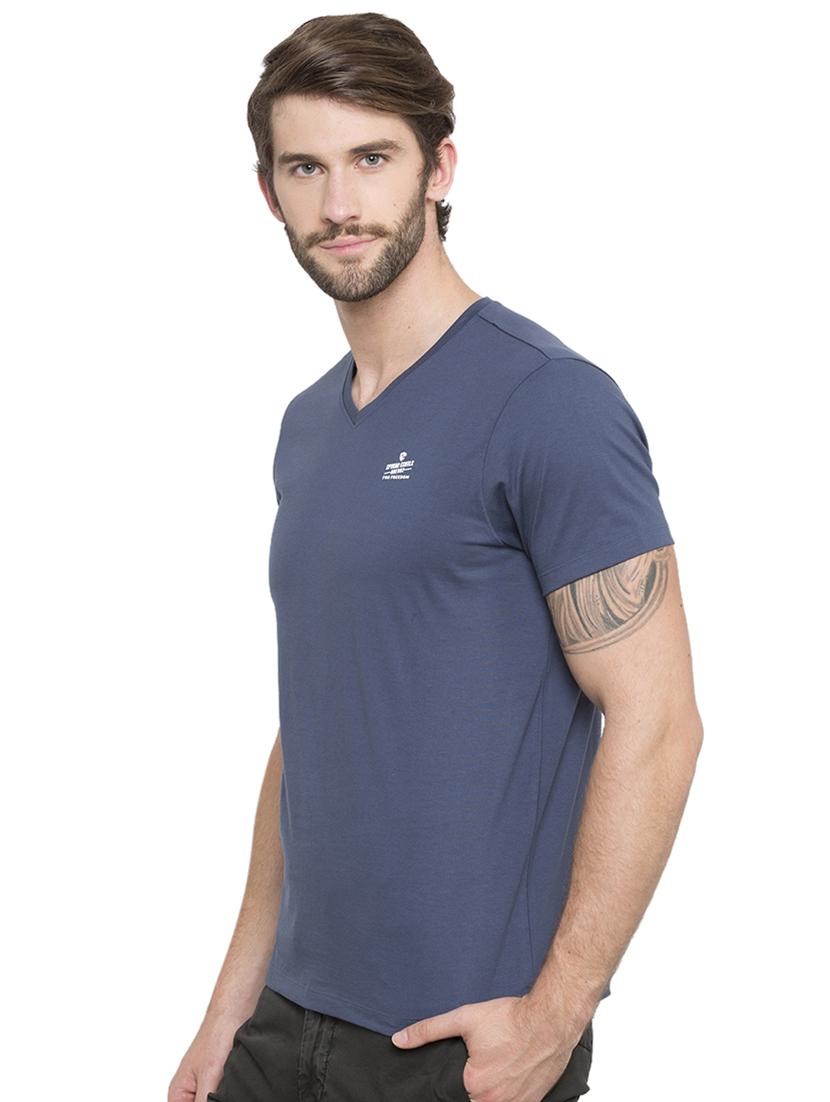 solid blue v-neck t-shirt - 15772903 - Standard Image - 1