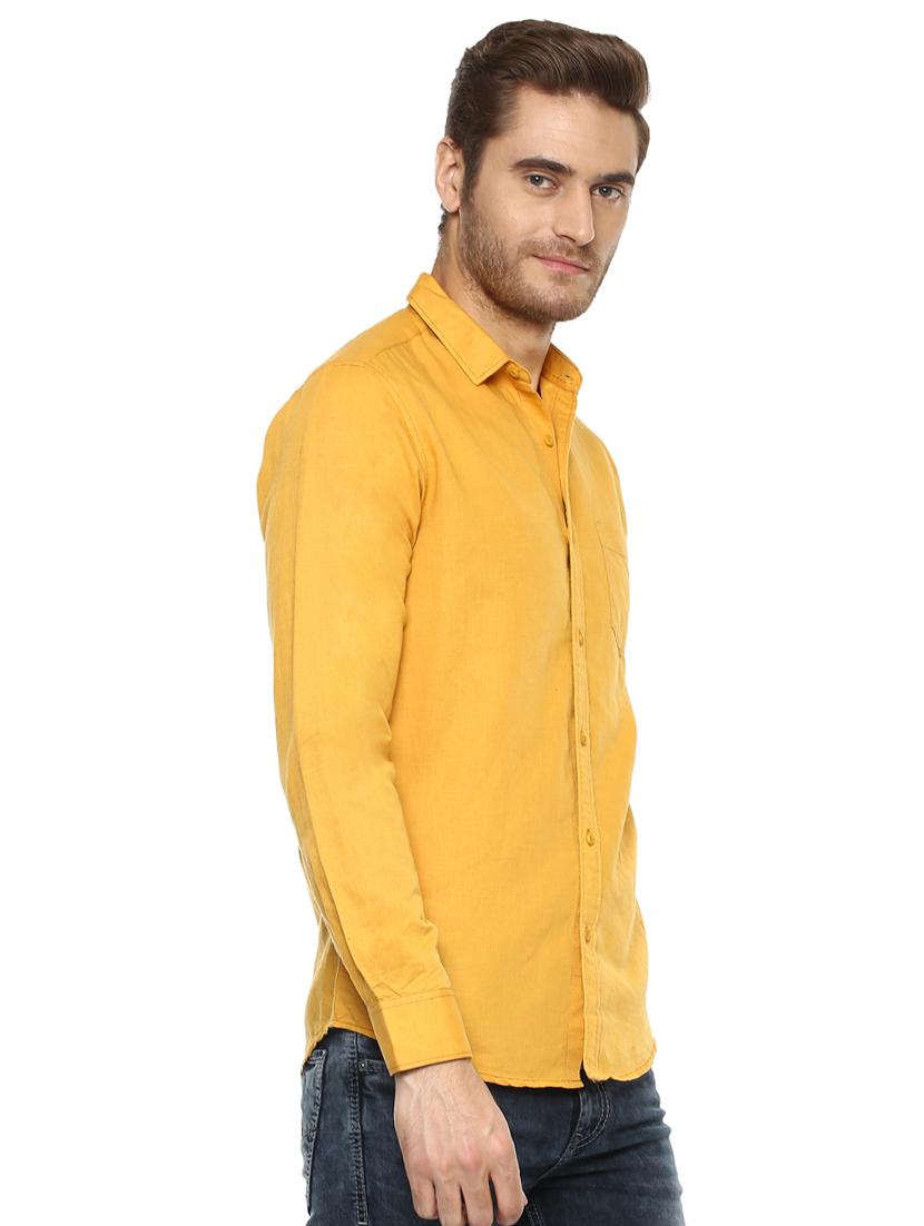 yellow solid casual shirt - 15772926 - Standard Image - 1