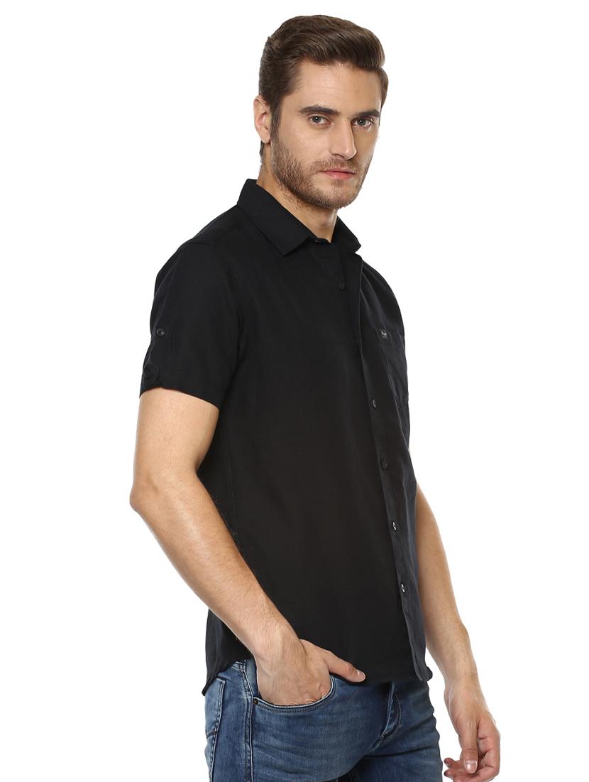 black solid casual shirt - 15772928 - Standard Image - 1