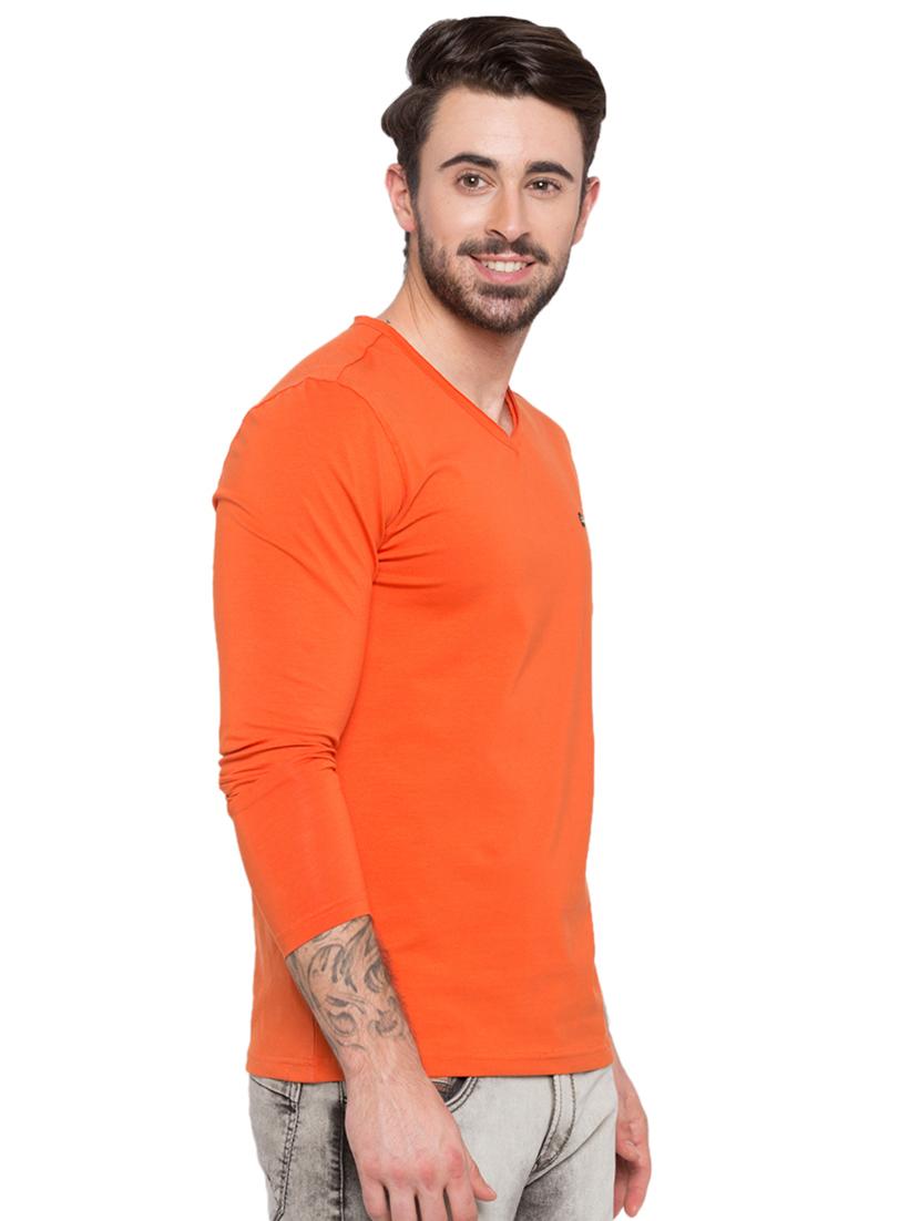 solid orange v-neck t-shirt - 15772929 -  Standard Image - 1
