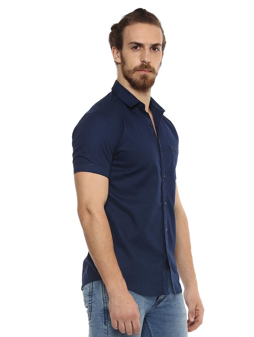 blue solid casual shirt - 15772937 -  Standard Image - 1