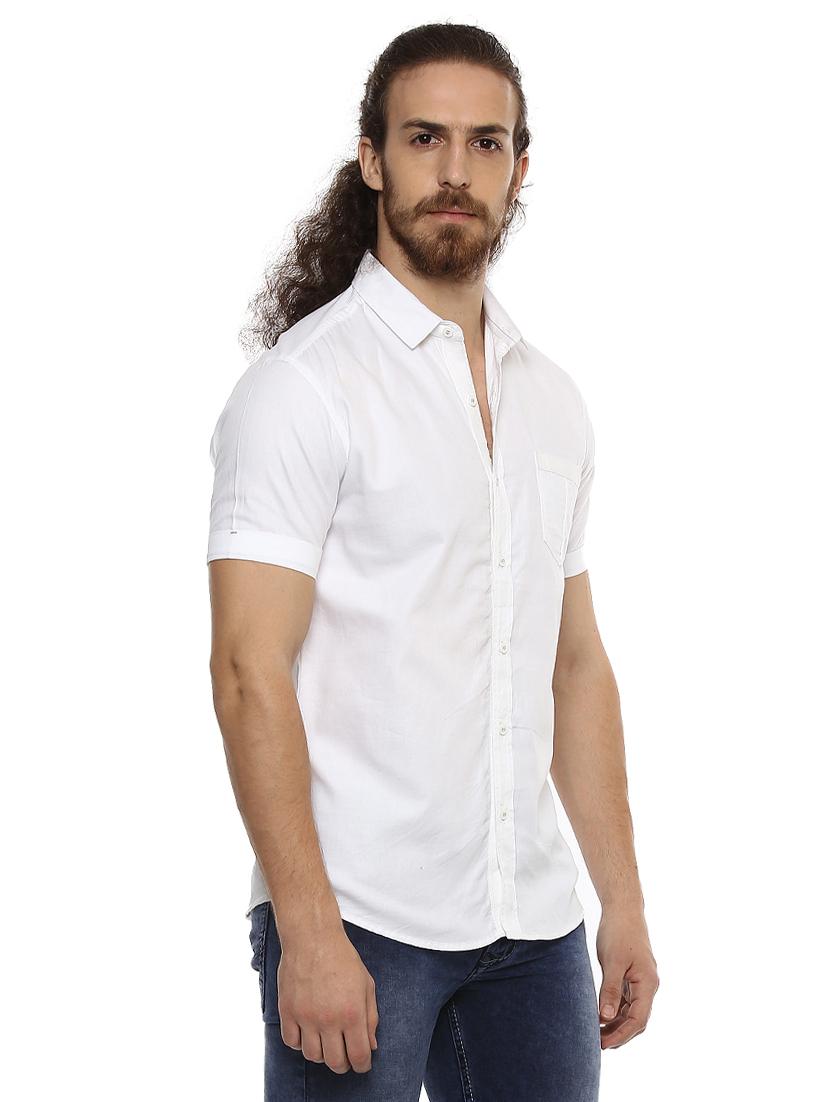white solid casual shirt - 15772939 - Standard Image - 1