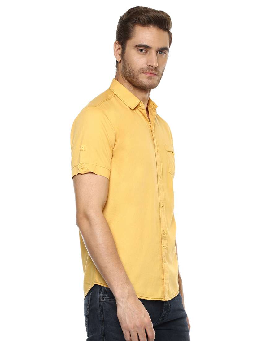 yellow solid casual shirt - 15772947 -  Standard Image - 1