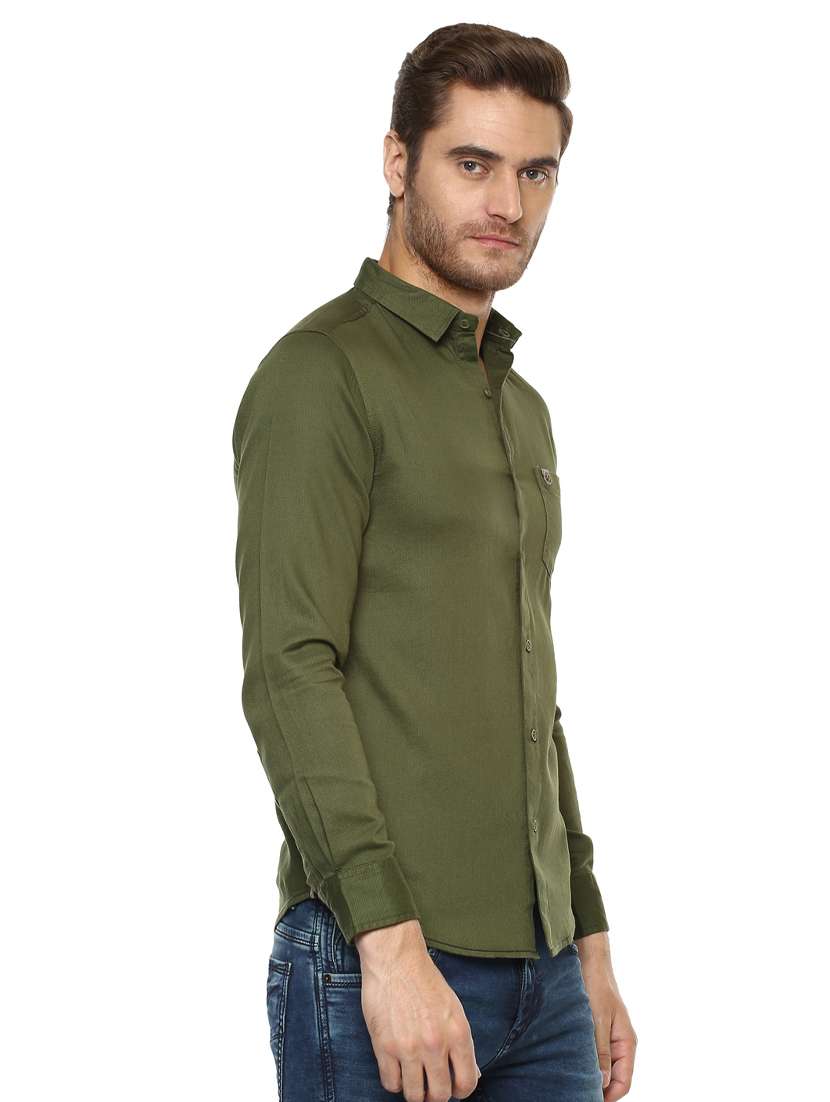 green solid casual shirt - 15772954 -  Standard Image - 1