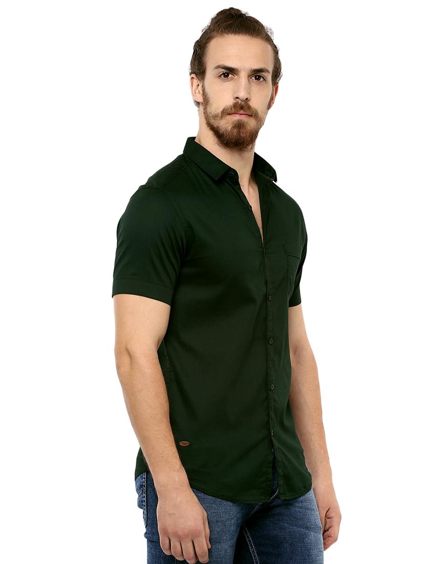 green solid casual shirt - 15772964 -  Standard Image - 1