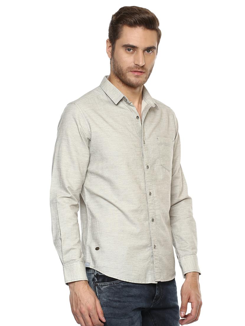grey solid casual shirt - 15772968 - Standard Image - 1
