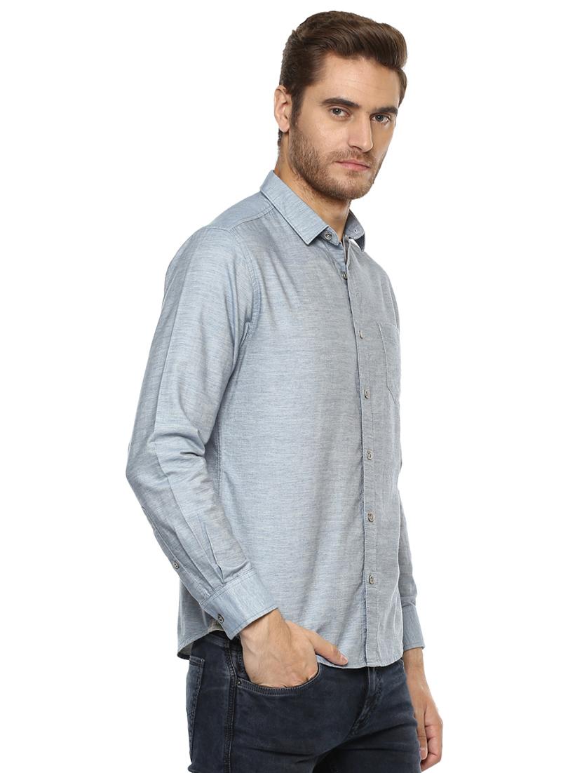 blue solid casual shirt - 15772971 - Standard Image - 1