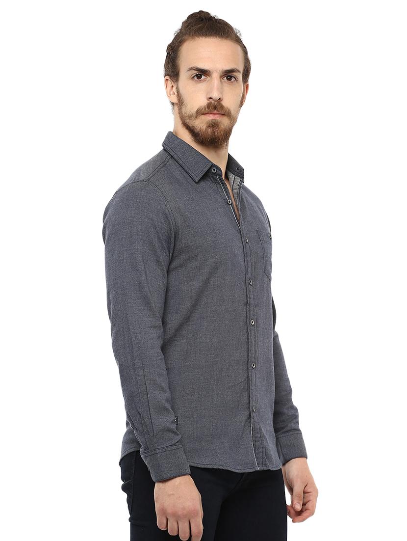 blue solid casual shirt - 15772973 - Standard Image - 1