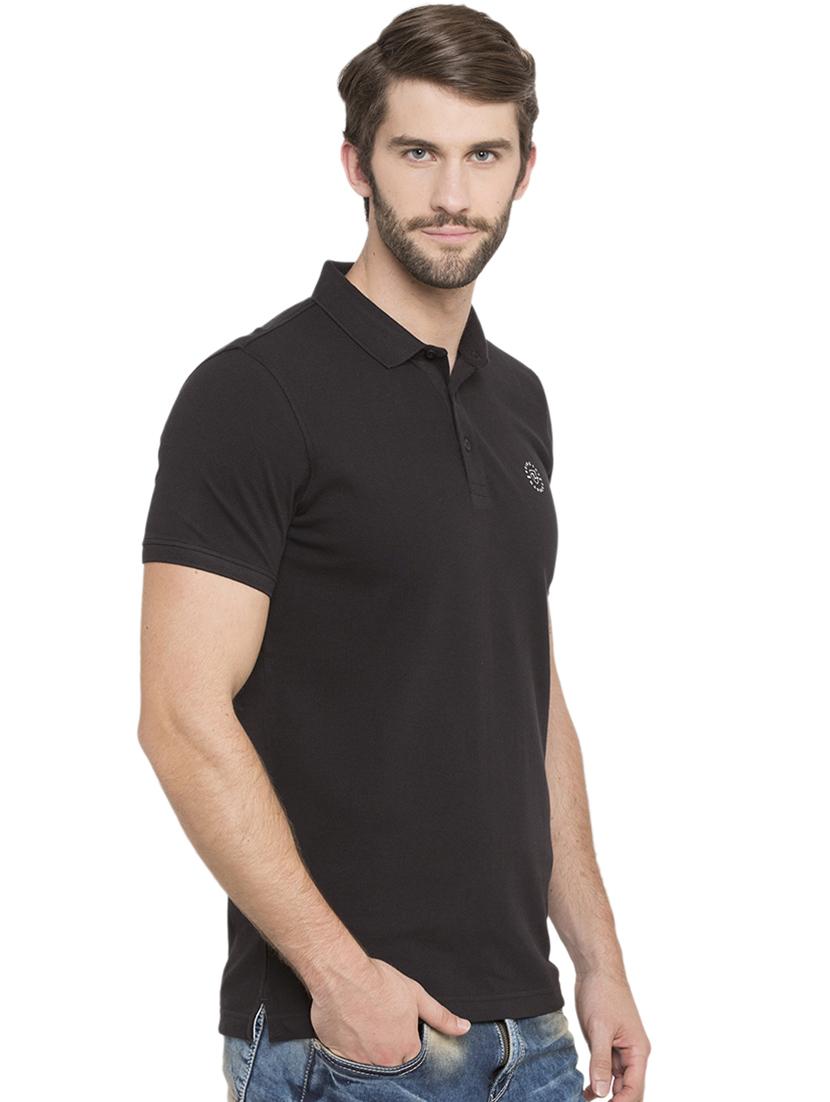 solid black polo t-shirt - 15772978 - Standard Image - 1