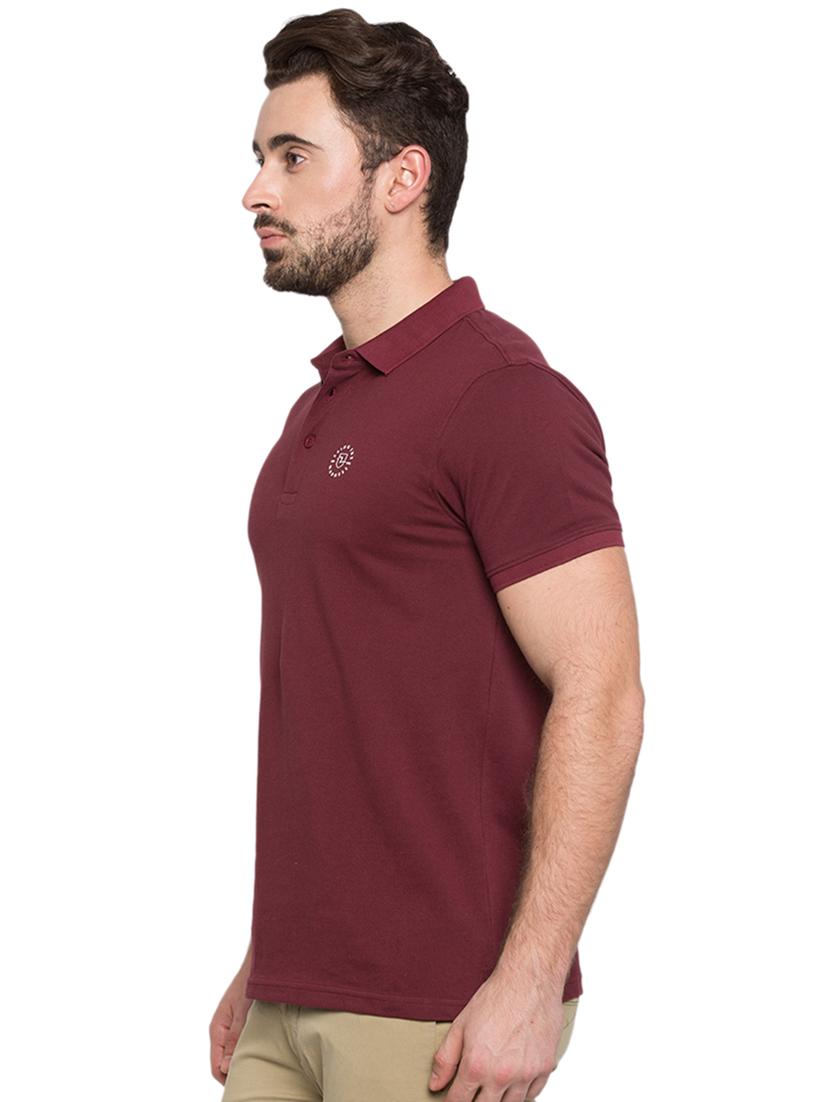 solid maroon polo t-shirt - 15772981 - Standard Image - 1