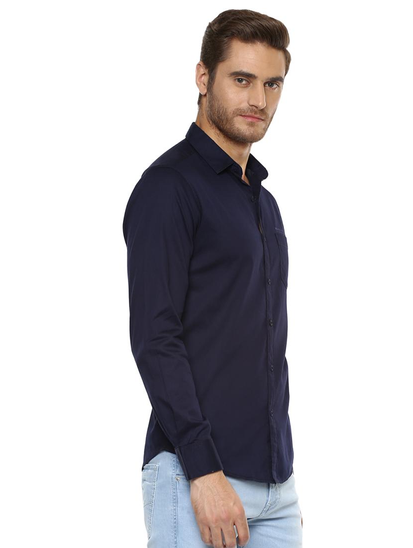 blue solid casual shirt - 15772986 - Standard Image - 1