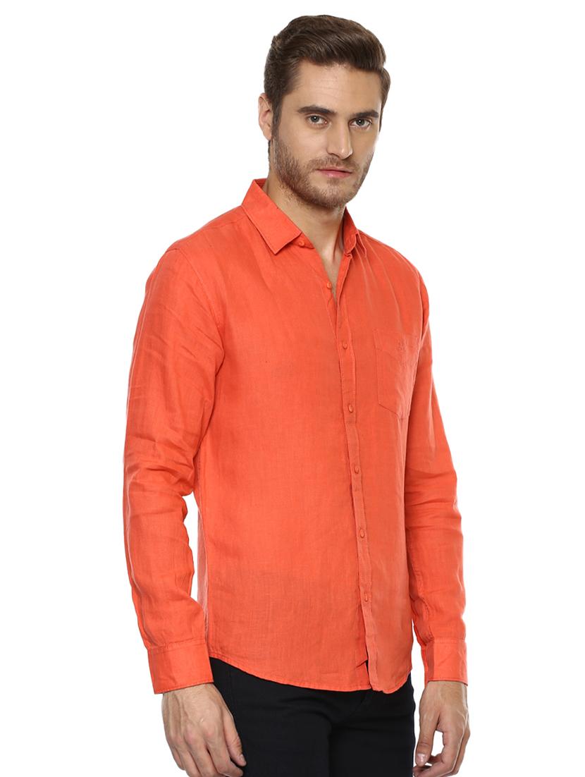 orange solid casual shirt - 15772993 - Standard Image - 1