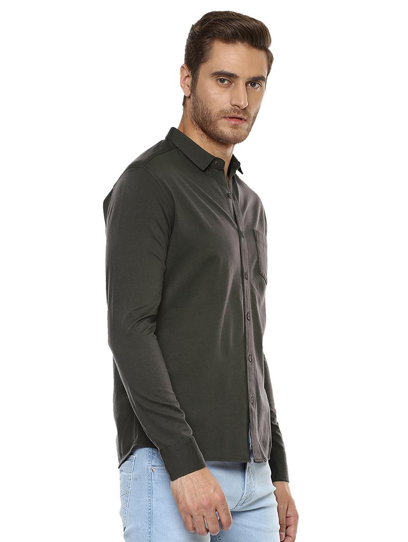 grey solid casual shirt - 15772995 -  Standard Image - 1