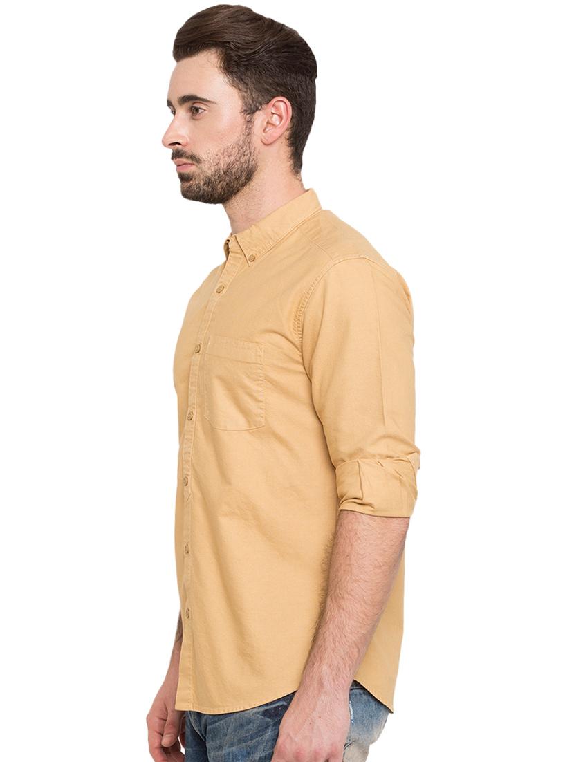 beige solid casual shirt - 15773025 - Standard Image - 1