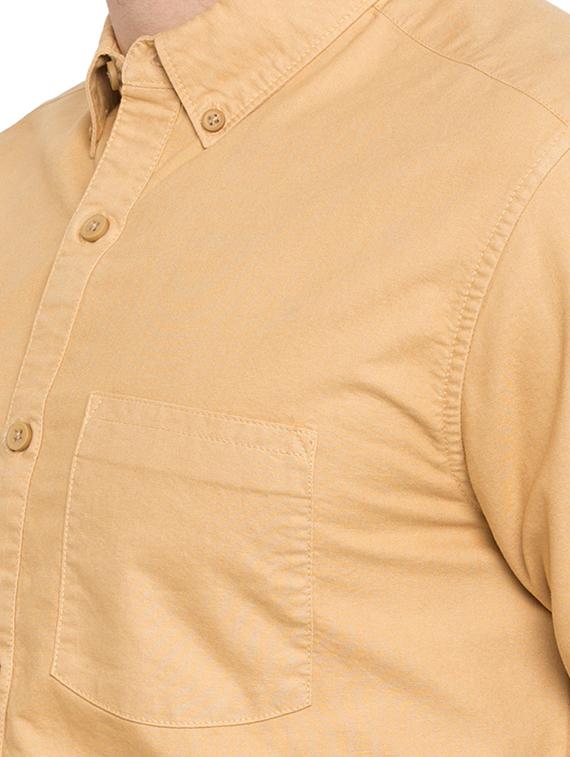 beige solid casual shirt - 15773025 - Standard Image - 4