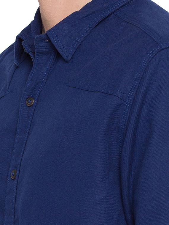 blue solid casual shirt - 15773045 - Standard Image - 4