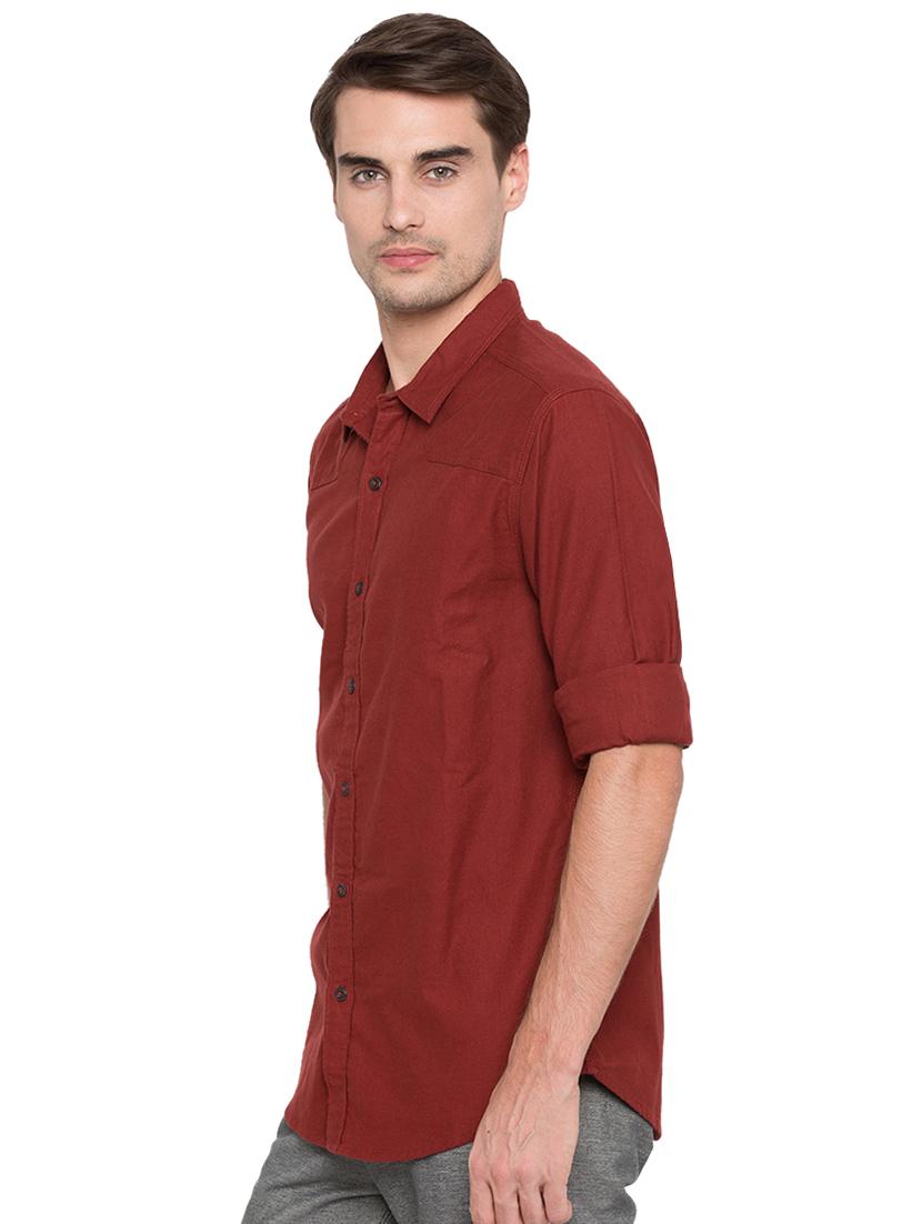 maroon solid casual shirt - 15773046 -  Standard Image - 1