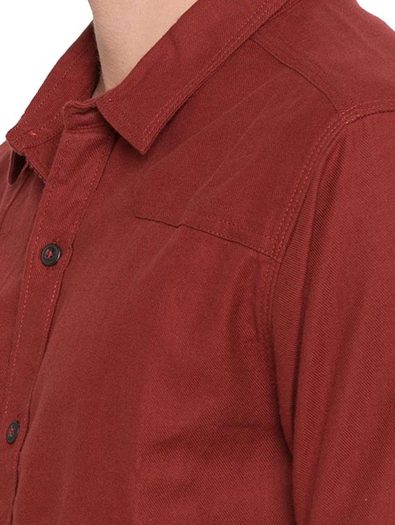 maroon solid casual shirt - 15773046 - Standard Image - 4