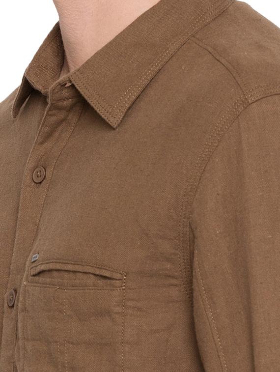 brown solid casual shirt - 15773048 - Standard Image - 4