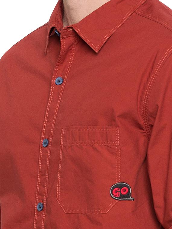 red solid casual shirt - 15773056 - Standard Image - 4