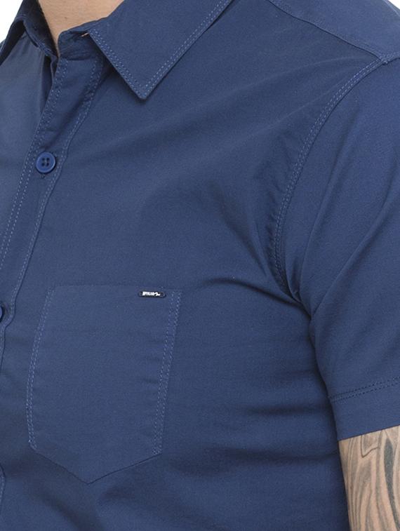blue solid casual shirt - 15773059 - Standard Image - 4