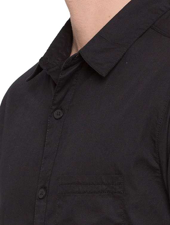 black solid casual shirt - 15773063 -  Standard Image - 4