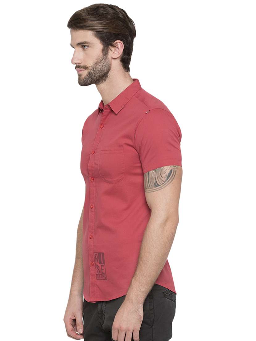 red solid casual shirt - 15773064 -  Standard Image - 1