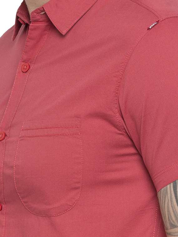 red solid casual shirt - 15773064 -  Standard Image - 4