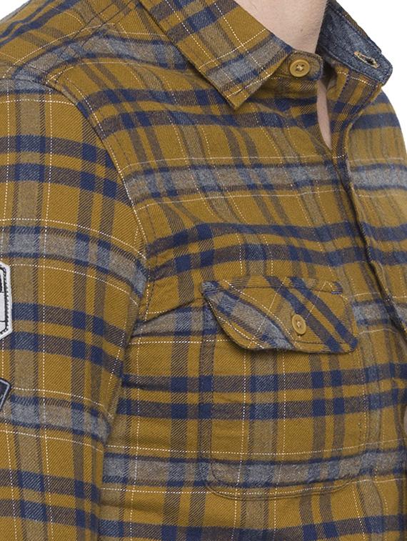 yellow checkered casual shirt - 15773126 - Standard Image - 4
