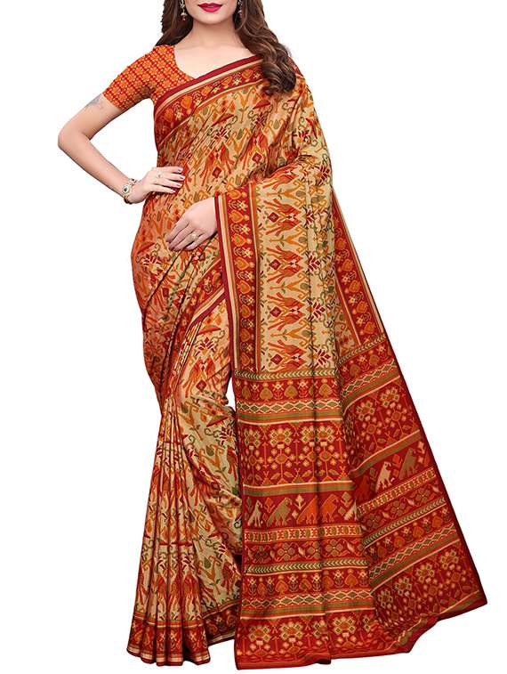 dhakai silk printed saree with blouse