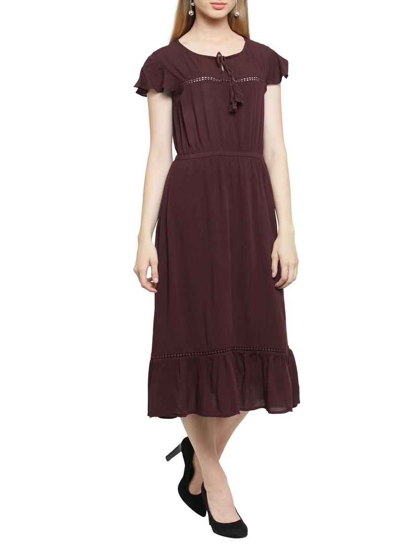 lace insert blouson dress - 15784856 - Standard Image - 1