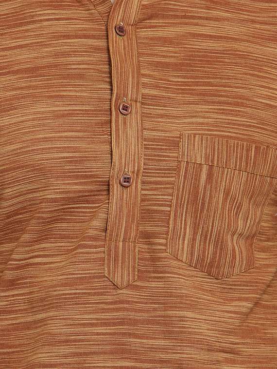 brown cotton long kurta - 15785170 - Standard Image - 4