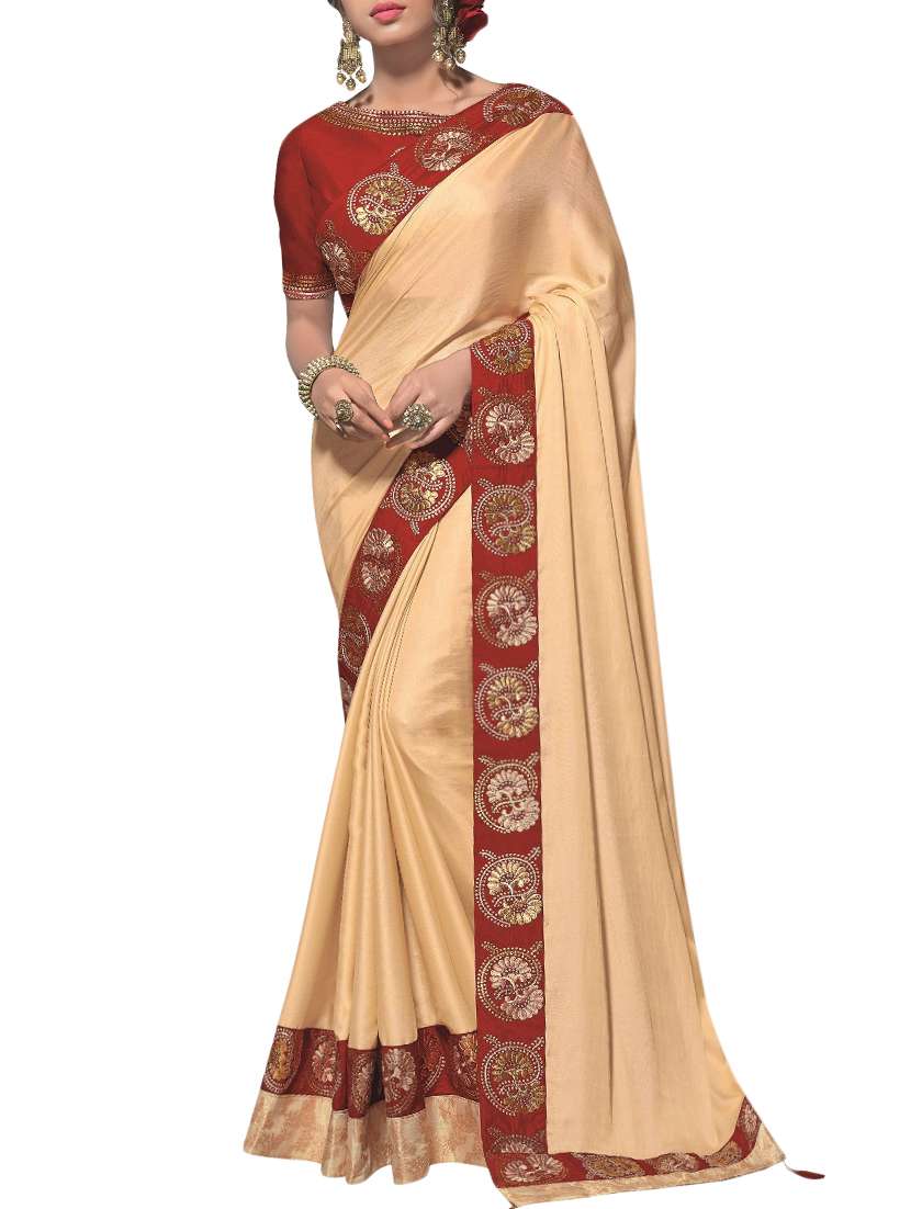 lace embroidered solid saree with blouse