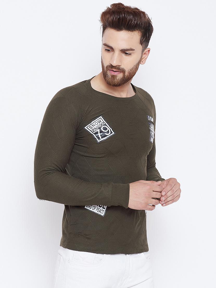 green cotton front print t-shirt - 15788776 - Standard Image - 1