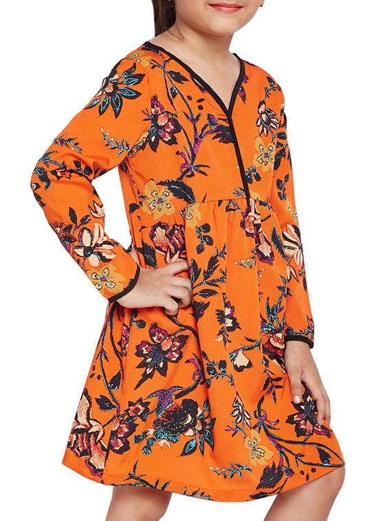 orange polyester frock - 15789311 -  Standard Image - 1