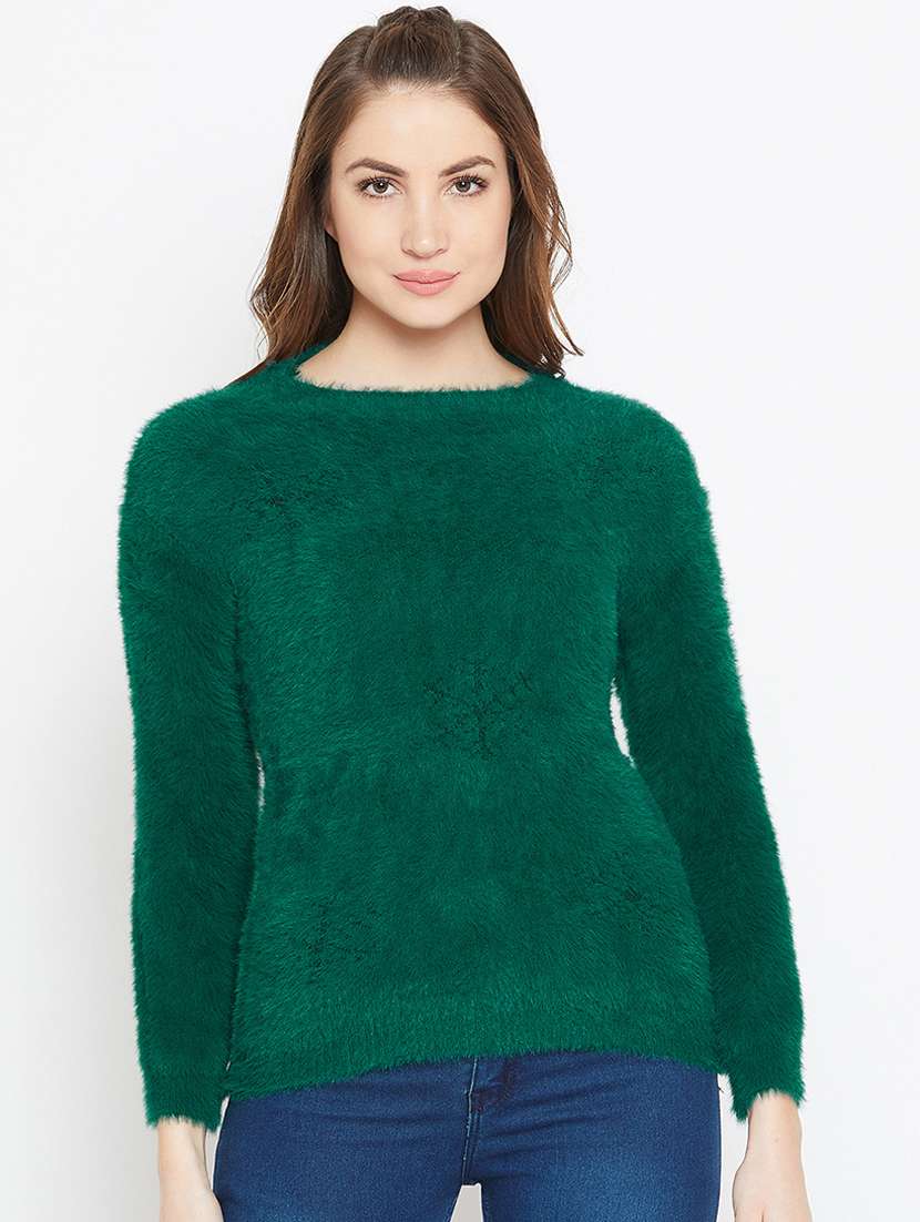 christmas green fur pullover