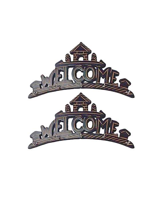 desi karigar beautiful wooden wall hanging key holder (welcome) . a perfect key holder set of 2