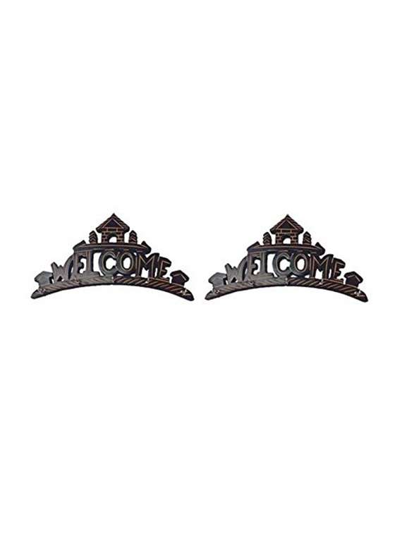 desi karigar beautiful wooden wall hanging key holder (welcome) . a perfect key holder set of 2 - 15791709 - Standard Image - 1